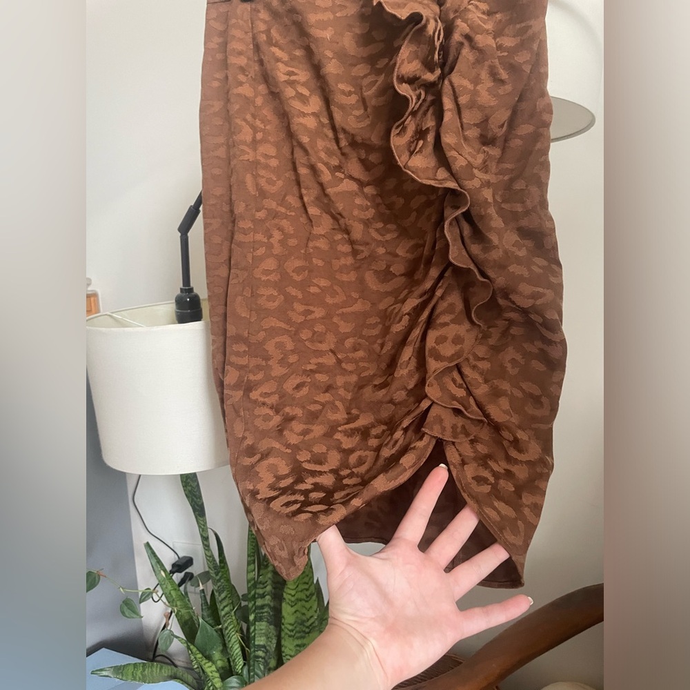 ZARA ruffled animal print pencil skirt size M - Picture 2 of 7
